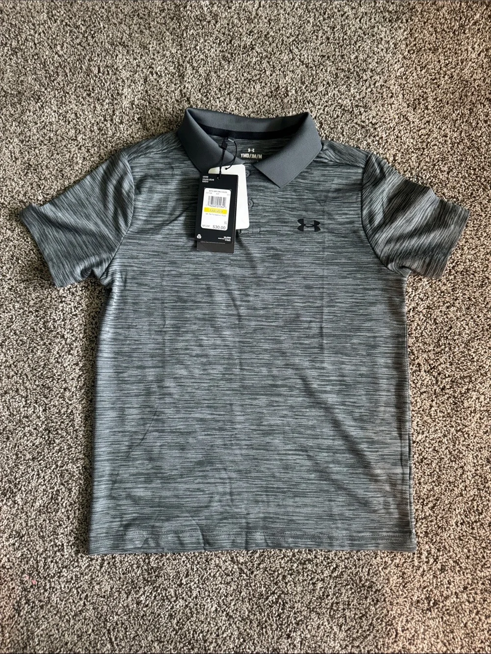 NWT Under Armour Youth Heathered Gray Polo Shirt ( Youth Medium )